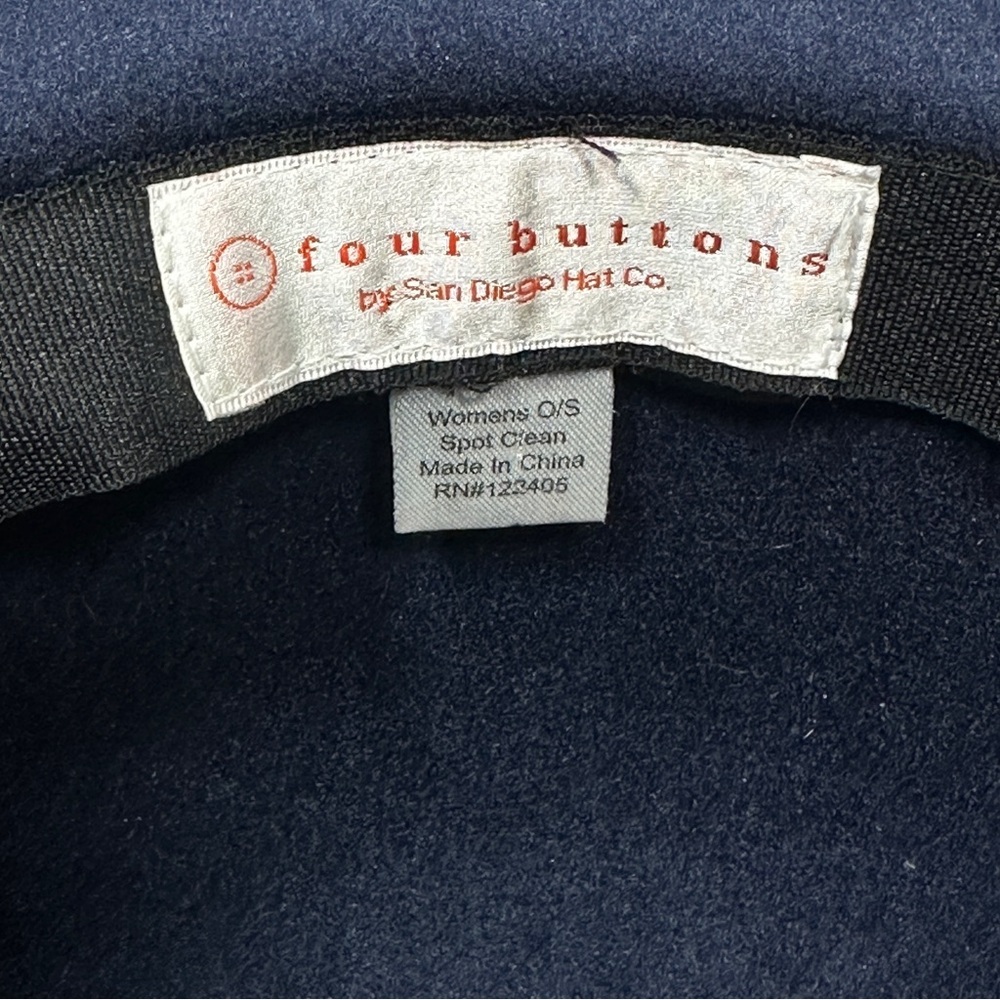 San Diego Hat Co Four Buttons Wool Felt Floppy Fedora Boho Navy O/S Fall Hat - Picture 7 of 12